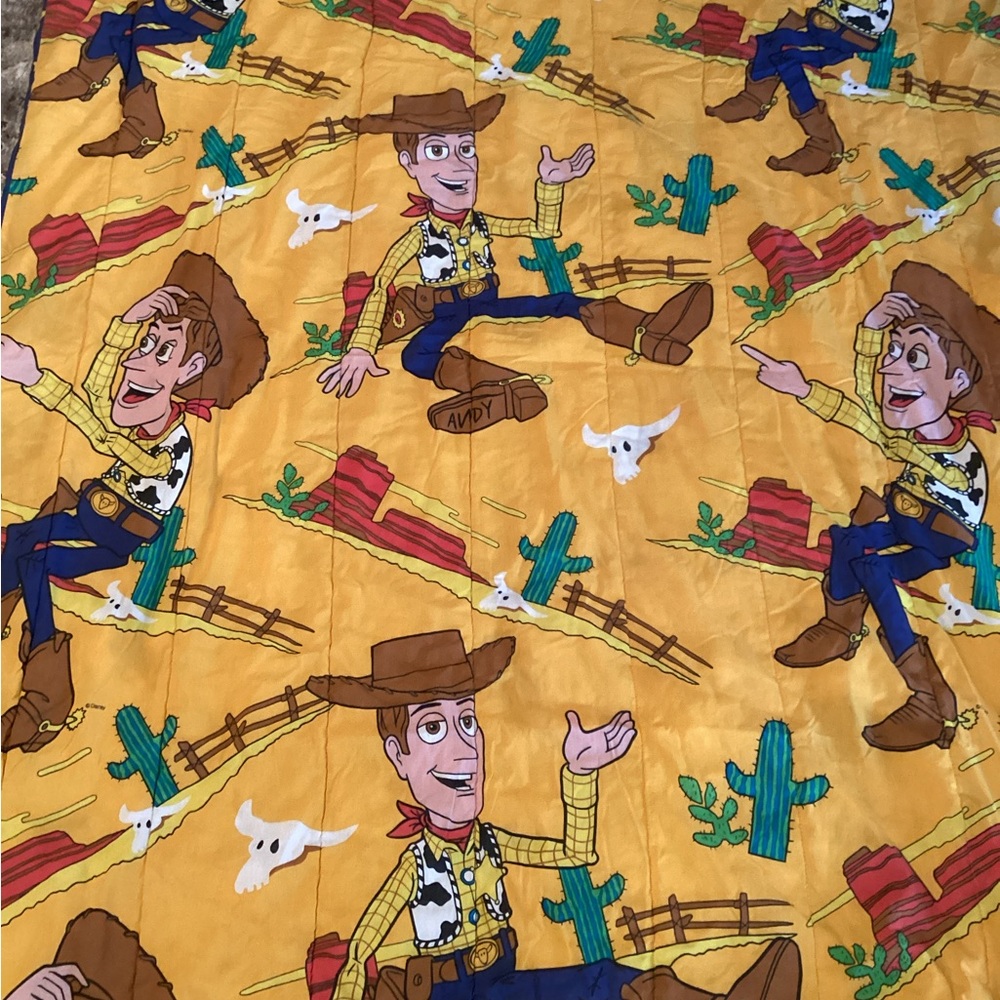 Vintage 1990’s Disney Reversible Woody and Buzz Lightyear Twin size Quilt